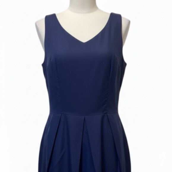 Vintage Anne Crimmins for Umi Collection Silk Dress Womens Size 8 Navy Blue - Picture 1 of 6